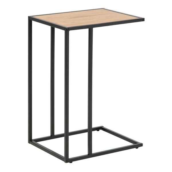 Wyld Haus El Paso Black Metal and Wild Oak Veneer Sofa Side Table