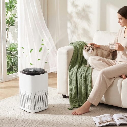 HOMCOM Smart Air Purifier for Home Bedroom with H13 HEPA Filter, Sleep Mode