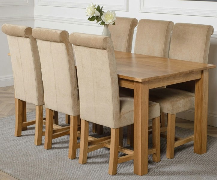 That's Furniture Oslo 180 x 90cm Large Oak Dining Set with Washington Fabric Chairs