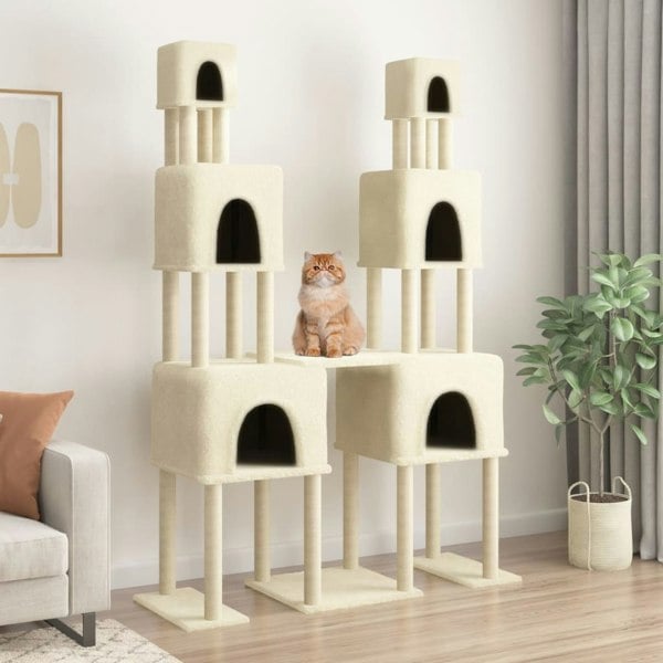 Berkfield Cat Tree with Sisal Scratching Posts Cream 199 cm