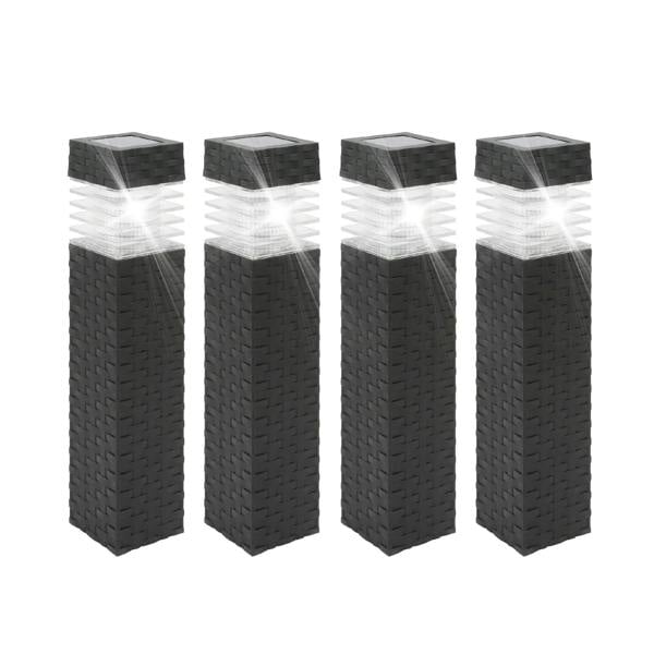 Gardenwize Pack of 4 Rattan Style Solar Stake Lights – White LED Garden Path Lights