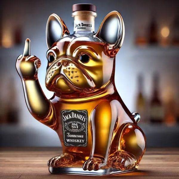 Leaper Creative Transparent Glass French Bulldog Whiskey Bottle