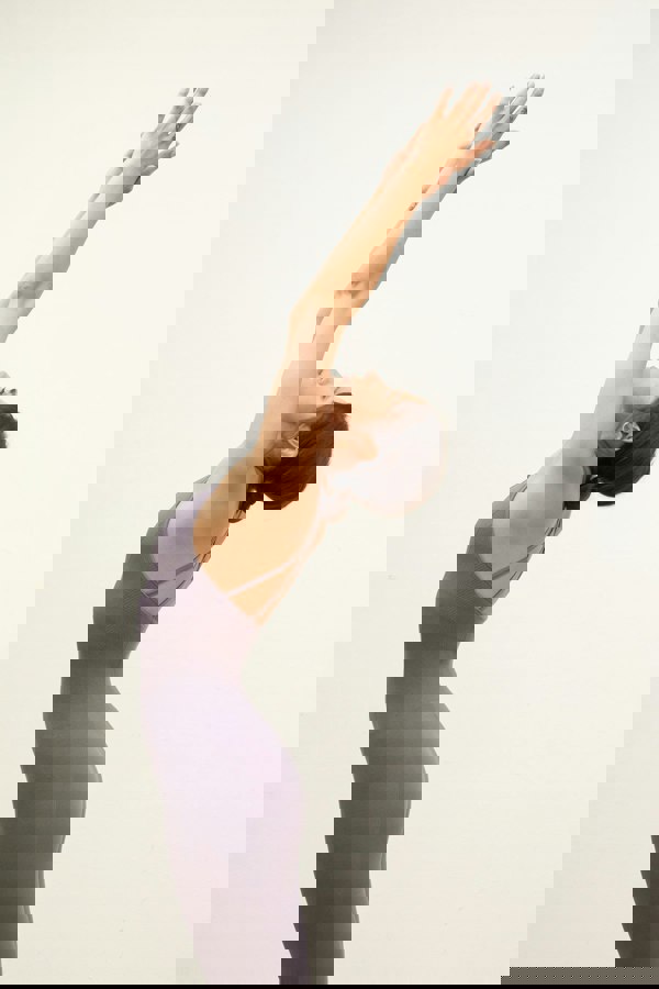 Twilight ash light brown purple seamless sculpting shaping one piece bodysuit with built in shelf bra and removable pads for yoga, pilates, gym and exercise.