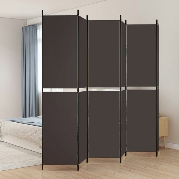 Berkfield 6-Panel Room Divider Brown 300x220 cm Fabric