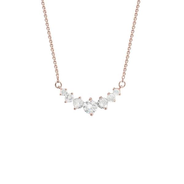 Say It With Seven Stone Round Cut Necklace - Rose Gold