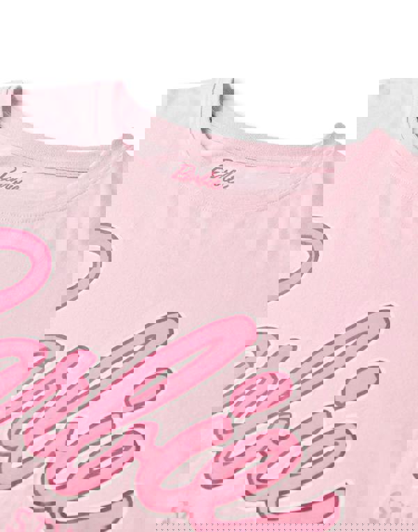 Barbie Womens Pink Logo All Over Print Short Sleeve Long Leg Pyjama Set