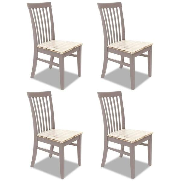 Statement Furniture Florence Highback Dining Chairs with Wooden Seat Set of 4