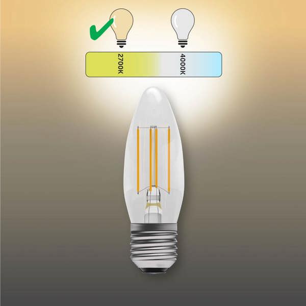 BELL Lighting E27 LED Filament Candle 4.5W Energy Saving Light Bulbs
