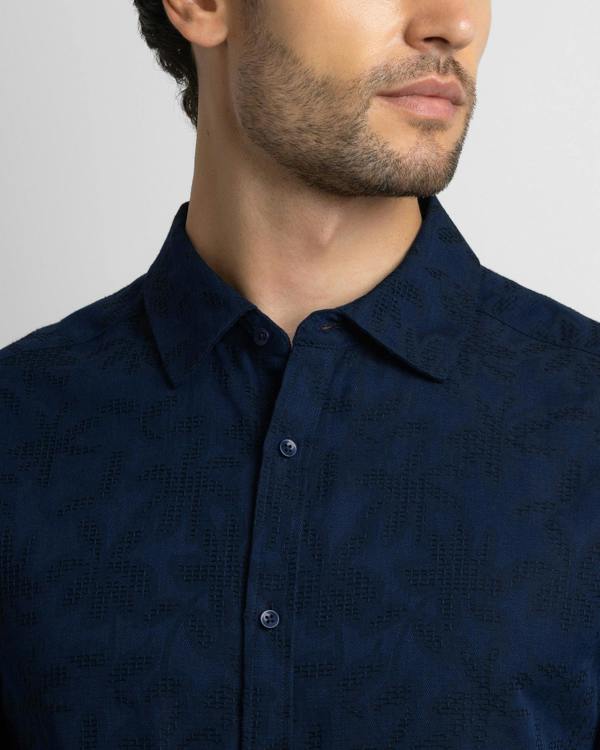 Steel & Jelly Tattenhall - Leaf Texture Long Sleeve Shirt