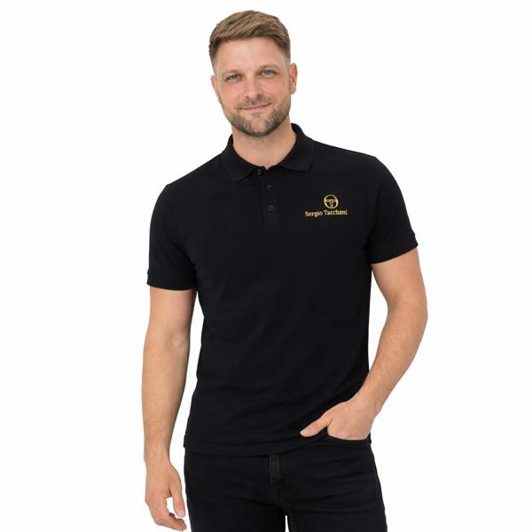 Sergio Tacchini Supermac Primo Polo Shirt Black/Gold