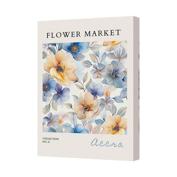 Benjamin Tate Design Floral Canvas Wall Art Flower Market Print On Deep Wooden Frame