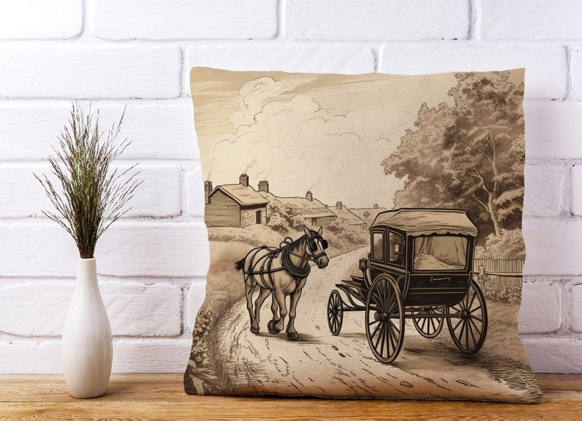 Warren Reed A Horse And His Cart Cushions