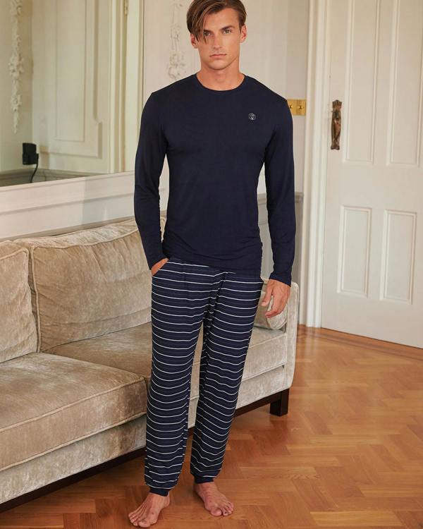 British Boxers Men's Bamboo Pyjama Set - Night Stripe
