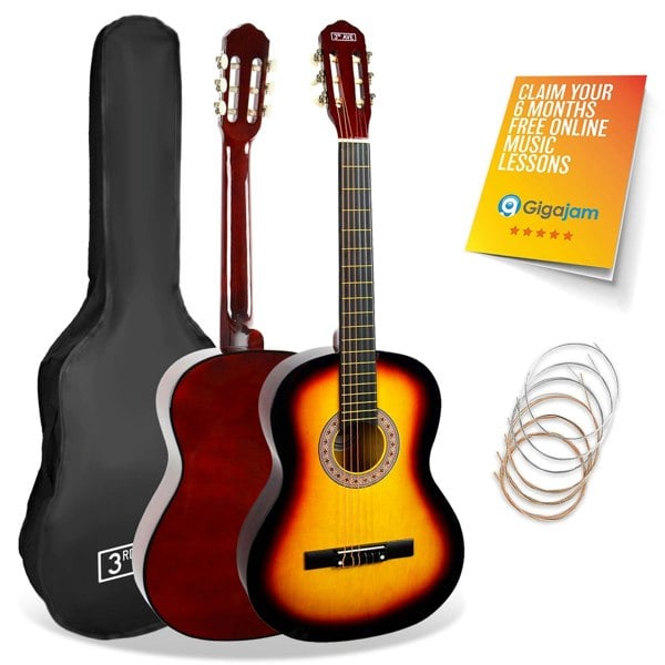 3rd Avenue Full Size Classical Guitar Pack Natural Classical Guitars#Colour_Sunburst