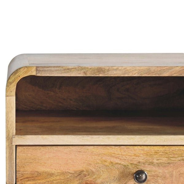 Artisan Furniture Large Oak-ish Curve Upper Slot Floating Bedside