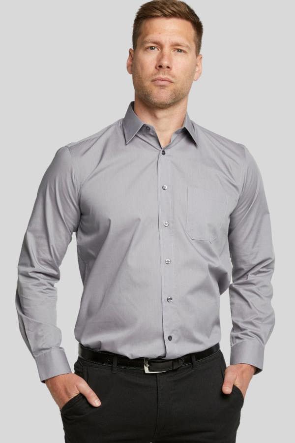 Silver Grey Classic Easy Care Long Sleeve Shirt