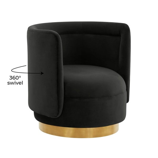 Furniture Edit Remy Black Velvet Swivel Accent Occasional Chair