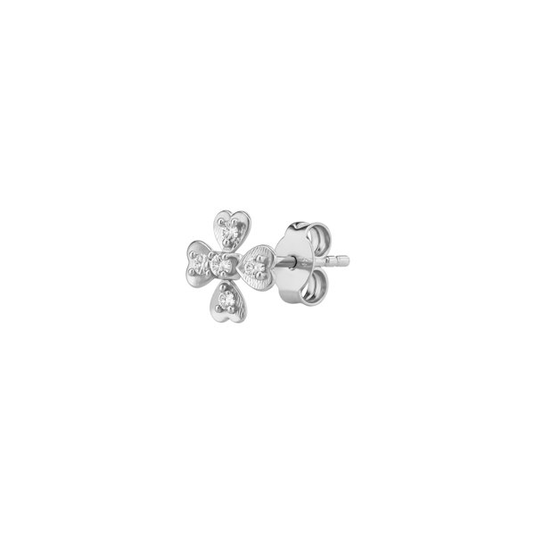 Spero London Fine 14k Solid Gold Diamond Clover Single Earring