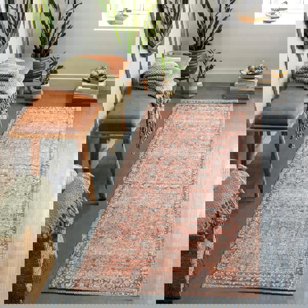 Livabliss Colin-Washable Brown Orange Grey Traditionnal Vintage Boho Rug