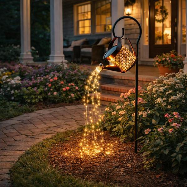 Gardenwize Solar Stake Light – Watering Can Cascade LED Garden Light