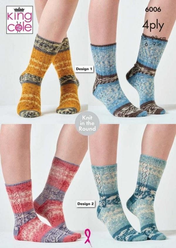 King Cole Norse 4 Ply Knitting Pattern 6006, Socks for Kids, Teenagers, Women, Men, Child - Adult