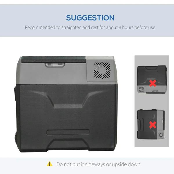 Grey portable cooler with top handle and side latch, shown upright