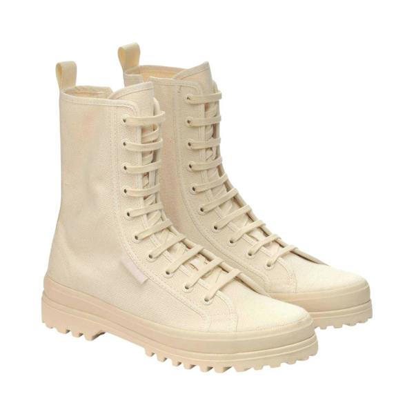 Superga Womens/Ladies 2341 Alpina Canvas Platform Boots - Raw Beige - 
