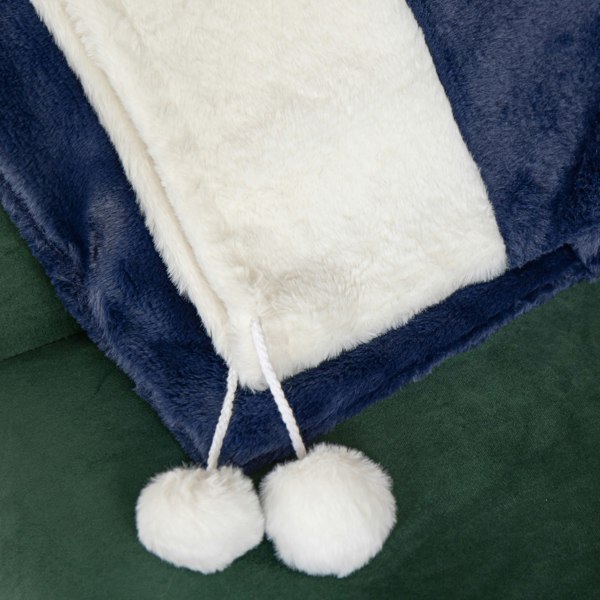Samuel Alexander 80 x 55cm Blue Soft Plush Christmas Sack with White Faux Fur Trim and Pom Poms