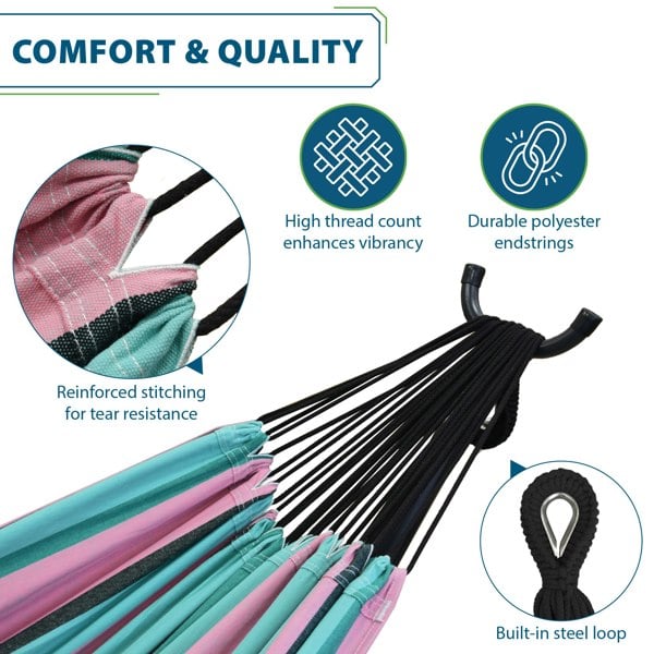Vivere Double Cotton Hammock with Stand (280cm) - Watermelon