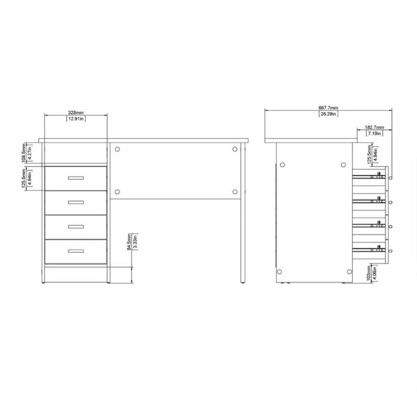 Wyld Haus Billabong White Wooden 4 Drawer Office Desk