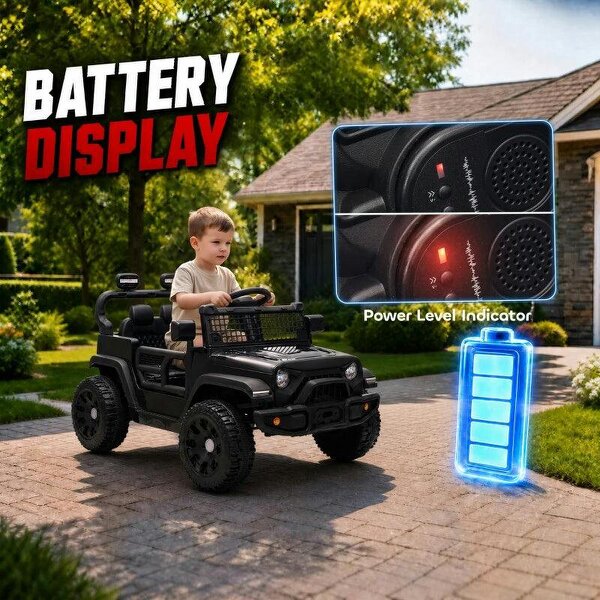 12V Electric Car for Kids with Remote, Dual Motors, Rear Suspension, Soft Start, Music, Lights for 3-8 Years, Black