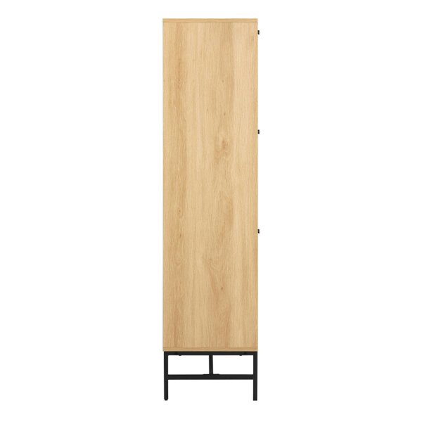Wyld Haus Bjork Natural Oak Wood and Black Panelled Shoe Cabinet 4 Doors