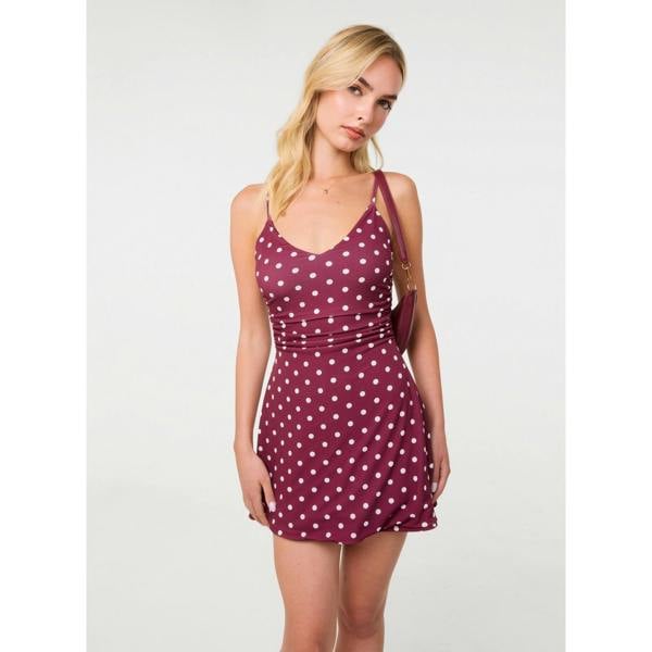 Pink Vanilla Polka Dot Slinky Mini Dress