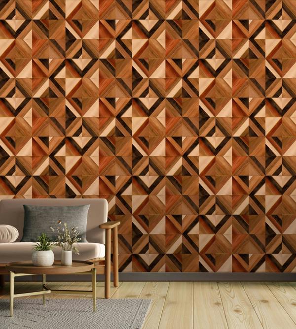 Rasch x Tesa Aurex Art Deco Parquet Self Adhesive Peel and Stick Textured Wallpaper, Orange