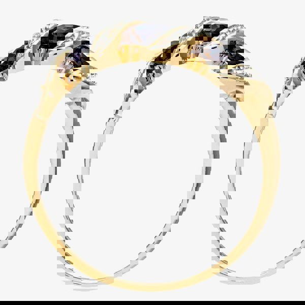 T. H. Baker 9ct Yellow Gold Sapphire & Diamond Swirl Ring PR06270Y SA