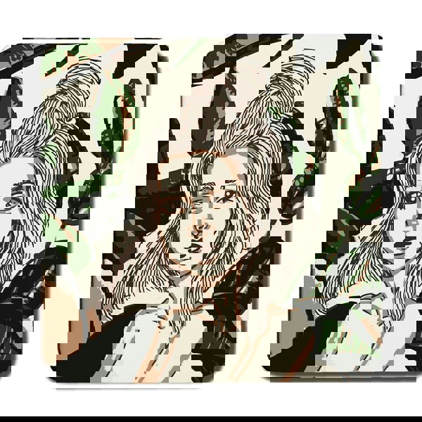 Benjamin Tate Design Young woman in tropical leaves (Coaster)