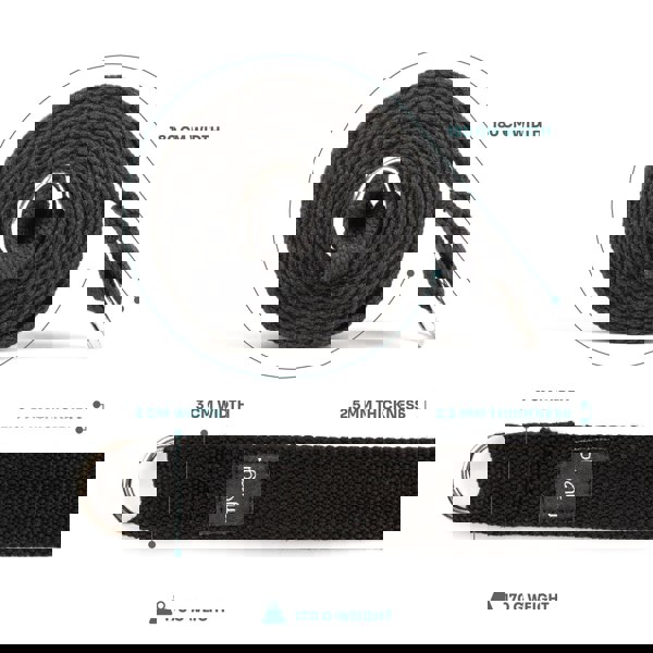 Myga 2-in-1 Yoga Belt Strap Available in 6 Colours: Turquoise, Black, Dusty Pink, Royal Blue, Plum, and Grey