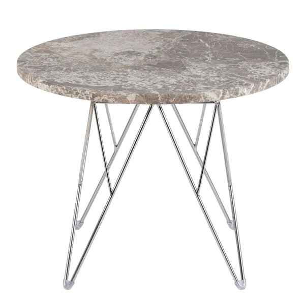 Wyld Haus Alba Round Side Table Grey Brown Marble Top Metal Legs