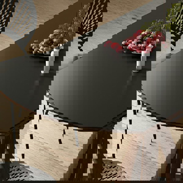 Caruso Round Folding Dining Table, Sintered Stone, Black with fold away dining table and chairs for 6