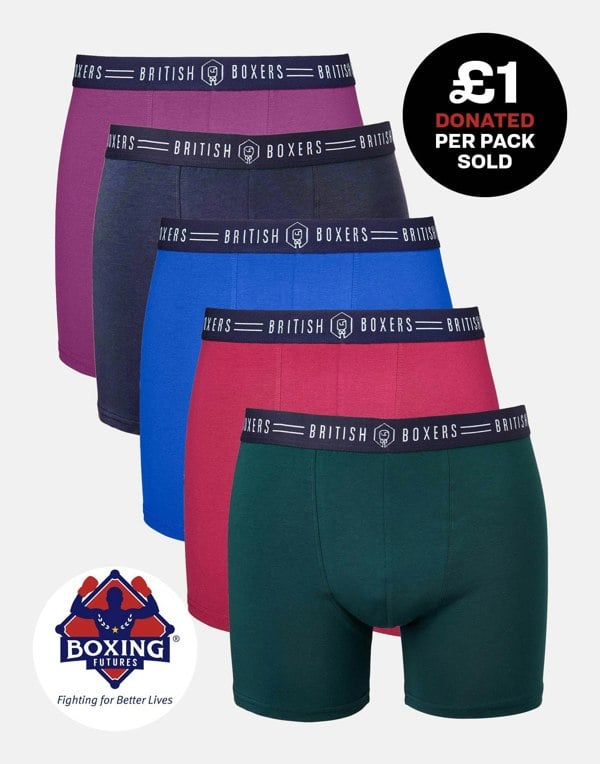 British Boxers Five-pack Men's Stretch Trunks – Bramble Blues