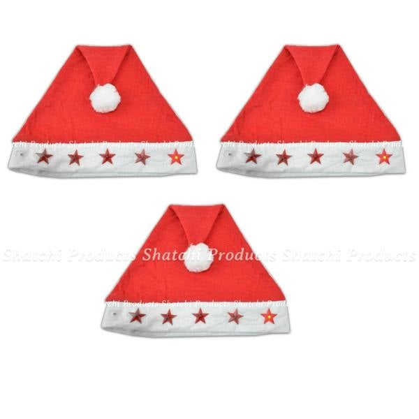 12 Pack Red Father Christmas Santa Hat Light Up Fancy Dress Party Accessories image 9