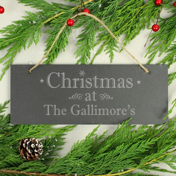 Personalised Memento Company Personalised Christmas Hanging Slate Plaque