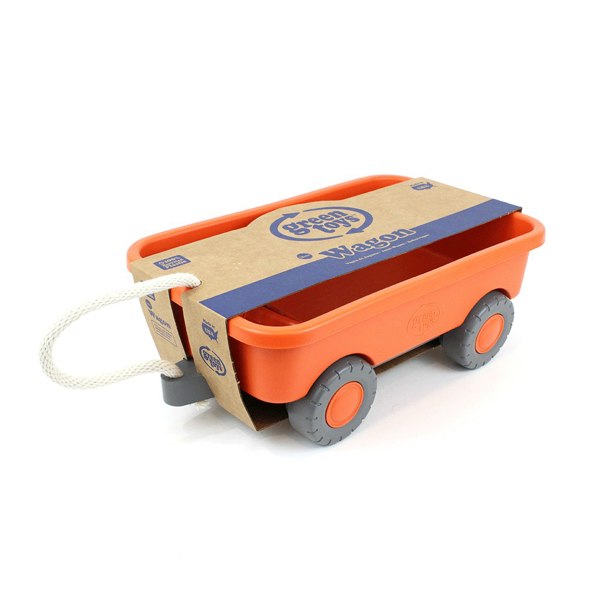 Green Toys Orange Pull Along Wagon - Made From 100% Recycled Plastic