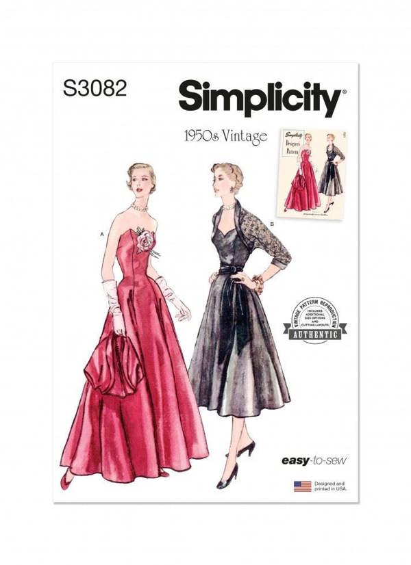 Simplicity Sewing Pattern 3082, Dresses, Jackets, Vintage Style for Women, K5 (8-10-12-14-16) - Easy