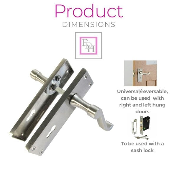 EDH Door Hardware Satin Nickel Victorian Scroll Lock Door Handles + 3 Lever Mortice Sash Lock Set1