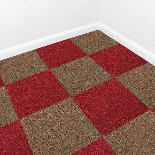 40 x Carpet Tiles 10m2 - Scarlet Red & Sand