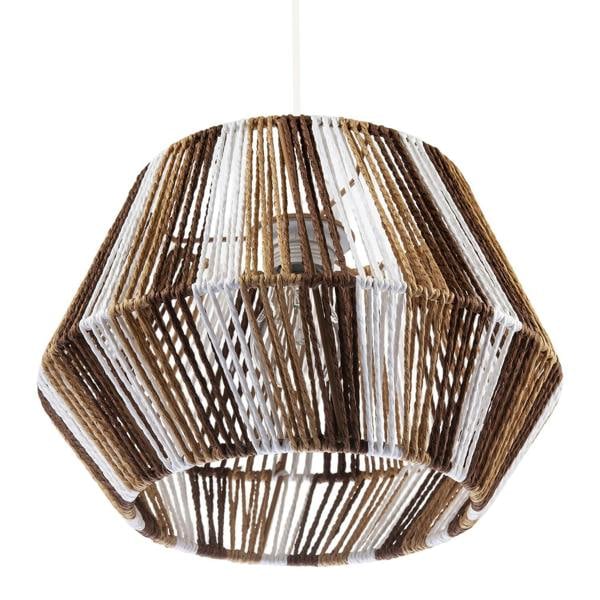 Coastal Twisted Paper Rope Pendant Shade in Brown Tones and White Image 5