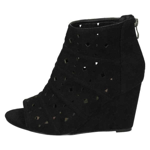Spot On Ladies Spot On High Wedge Peeptoe Ankle Boots