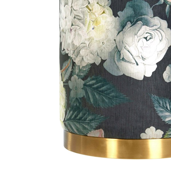 Furniture Edit Opal Floral Velvet Ottoman with Gold Base