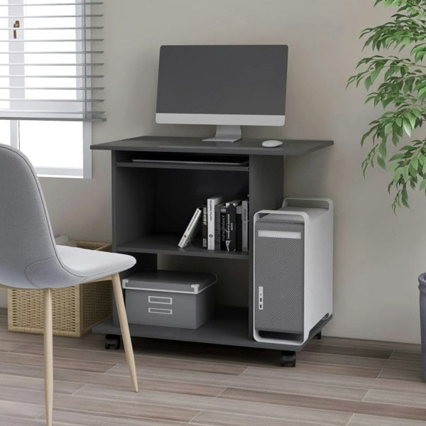 Berkfield Computer Desk Grey 80x50x75 cm Engineered Wood